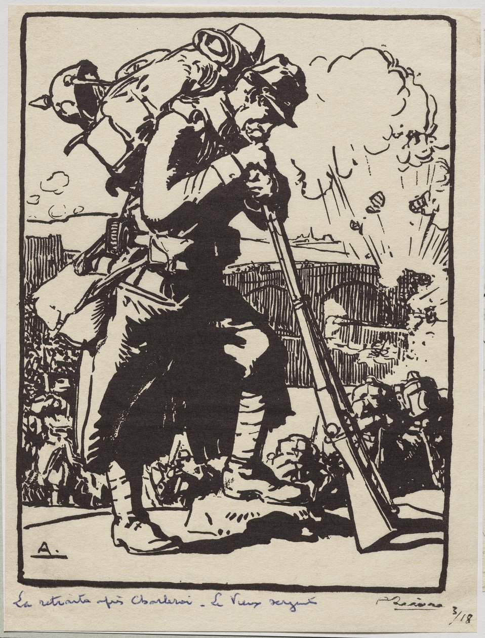 Retreatet etter Charleroi... av Auguste Louis Lepère