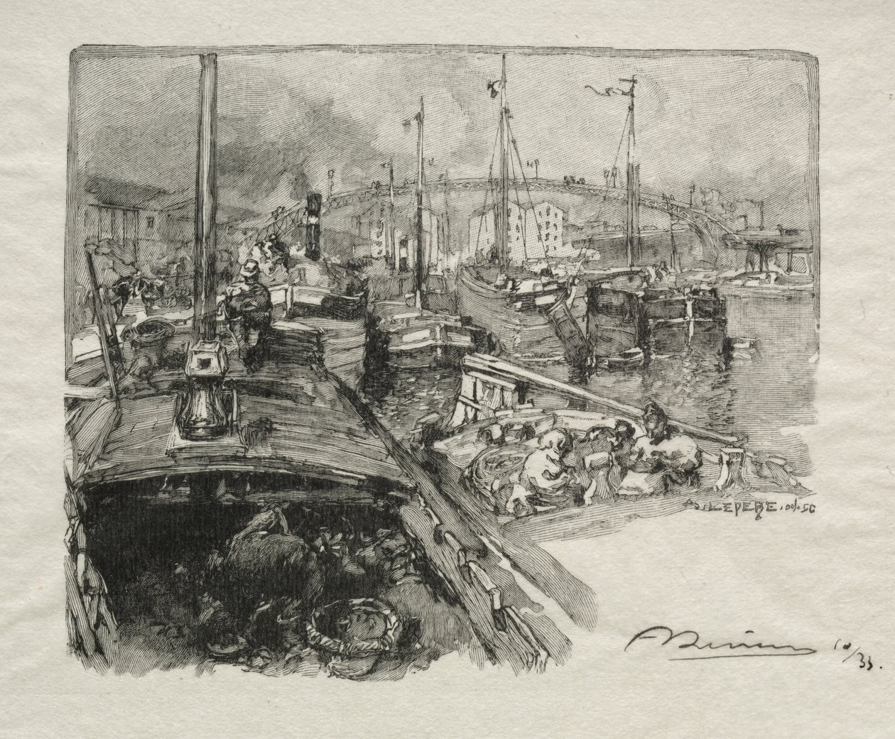 Bassin de la Villette av Auguste Louis Lepère
