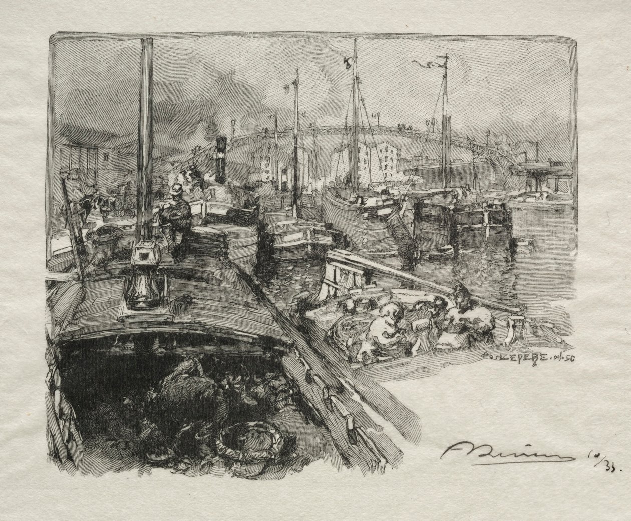 Bassin de la Villette. av Auguste Louis Lepère