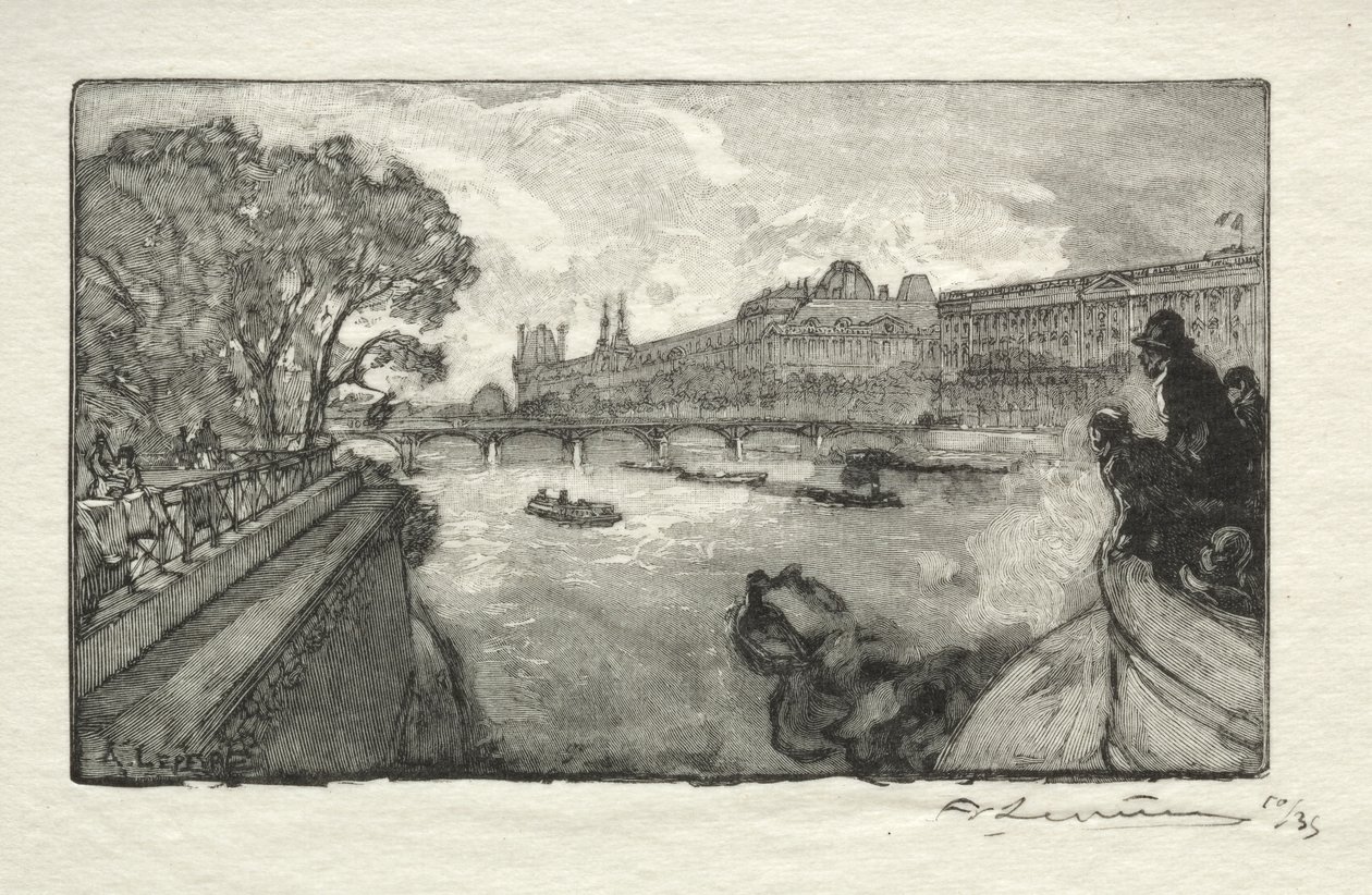 Louvre, sett fra Pont Neuf av Auguste Louis Lepère