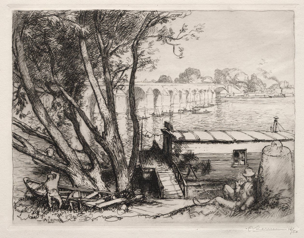 Poissy-broen av Auguste Louis Lepère