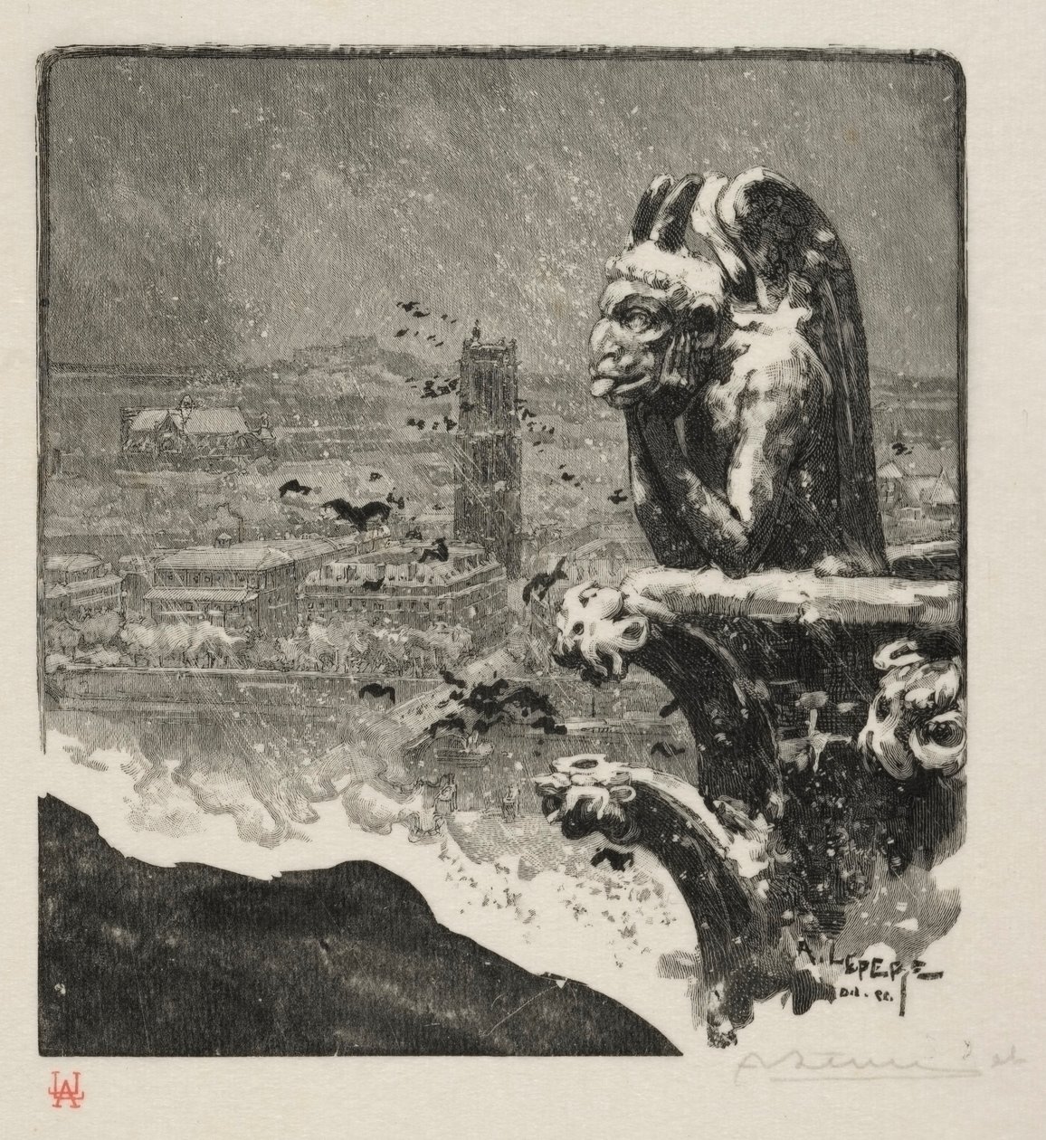 The Stryge of Notre Dame, 1890. av Auguste Louis Lepère