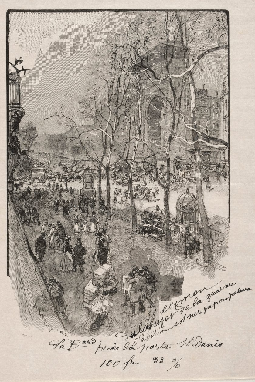 The Boulevards, nær Porte St. Denis. av Auguste Louis Lepère