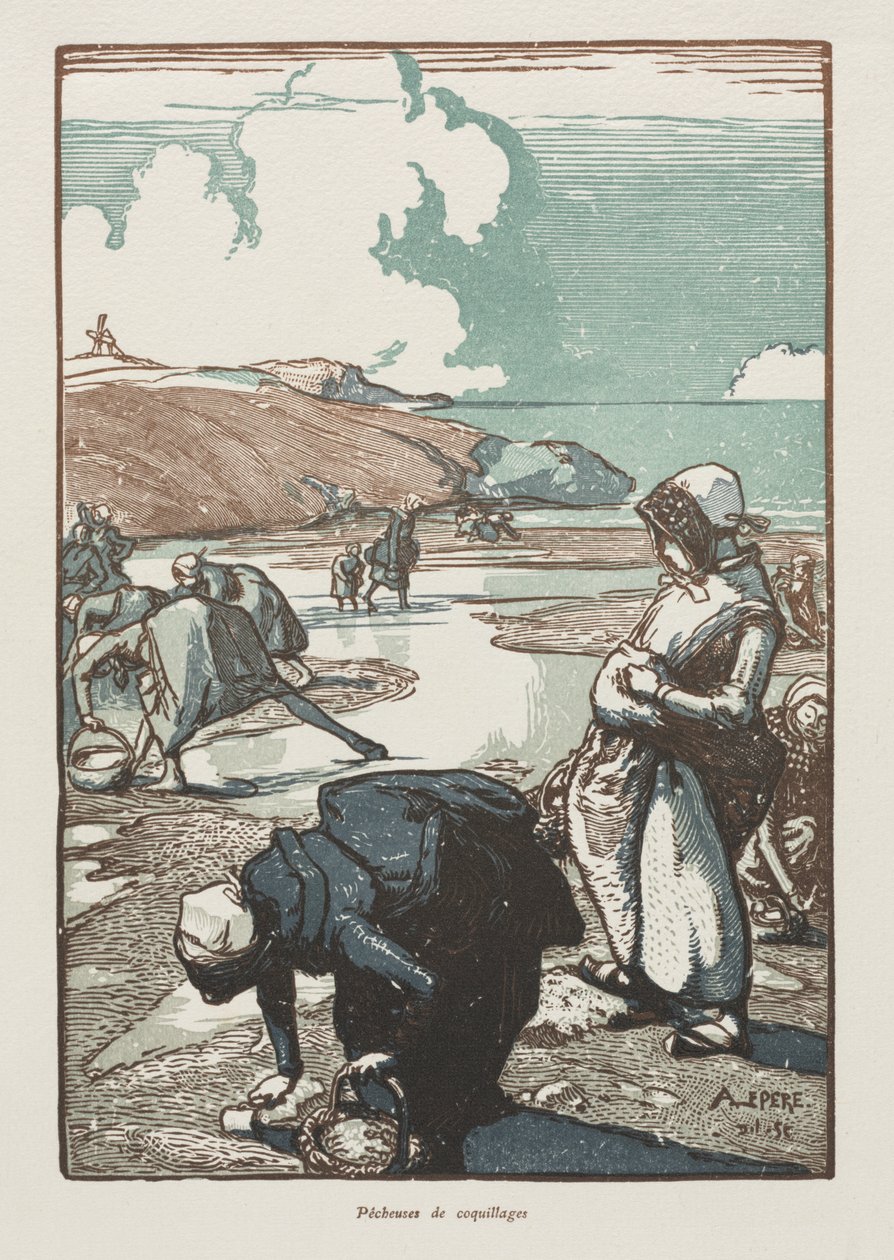The Pinion Fisherwomen, Saint-Jean-de-Mont av Auguste Louis Lepère