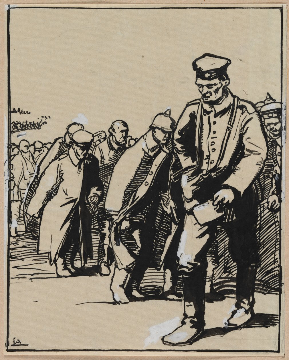 Mars av en gruppe tyske fanger, 1914. av Auguste Louis Lepère