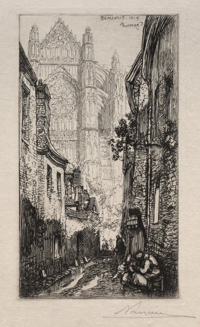 Narrow Street, Beauvais (An Alley, Beauvais) av Auguste Louis Lepère