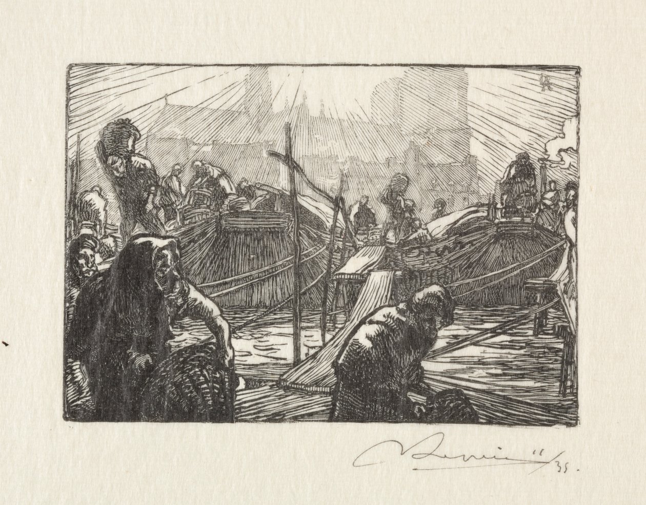 Notre Dame sett fra Apple Market av Auguste Louis Lepère