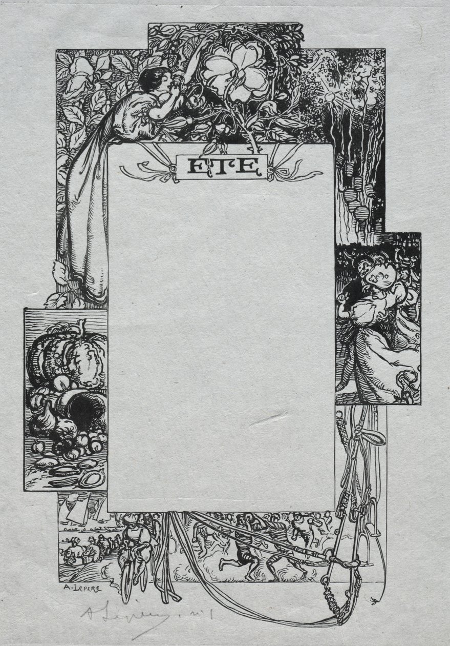 Paris Almanac, 1897: Dekorativ kant, sommer av Auguste Louis Lepère