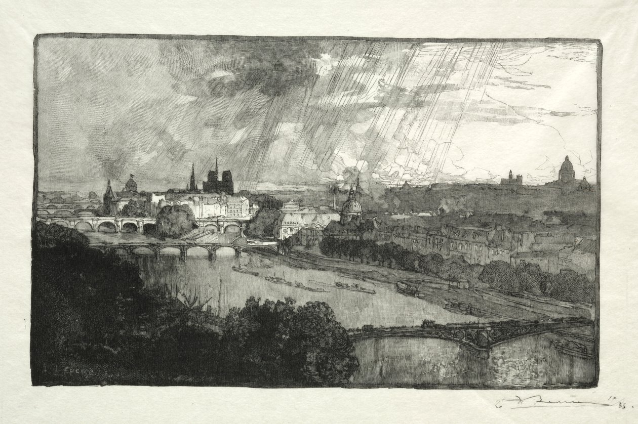 Paris, sett fra Pavillon de Flore av Auguste Louis Lepère