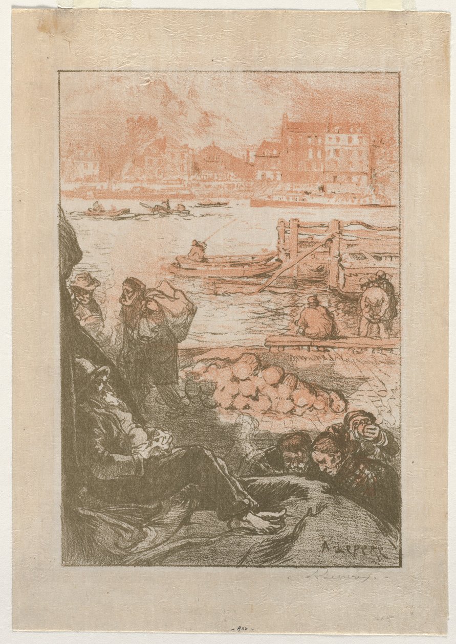 [Bønder ved en brygge, Paris]. av Auguste Louis Lepère