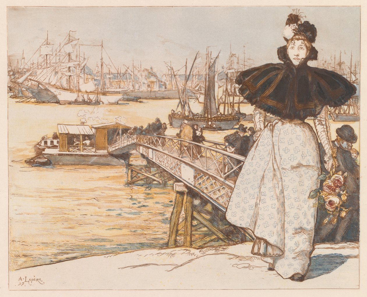 Pier på Garonne, Bordeaux av Auguste Louis Lepère