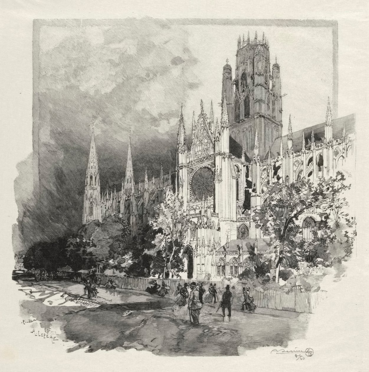 Illustrert Rouen: Saint Ouen Church av Auguste Louis Lepère