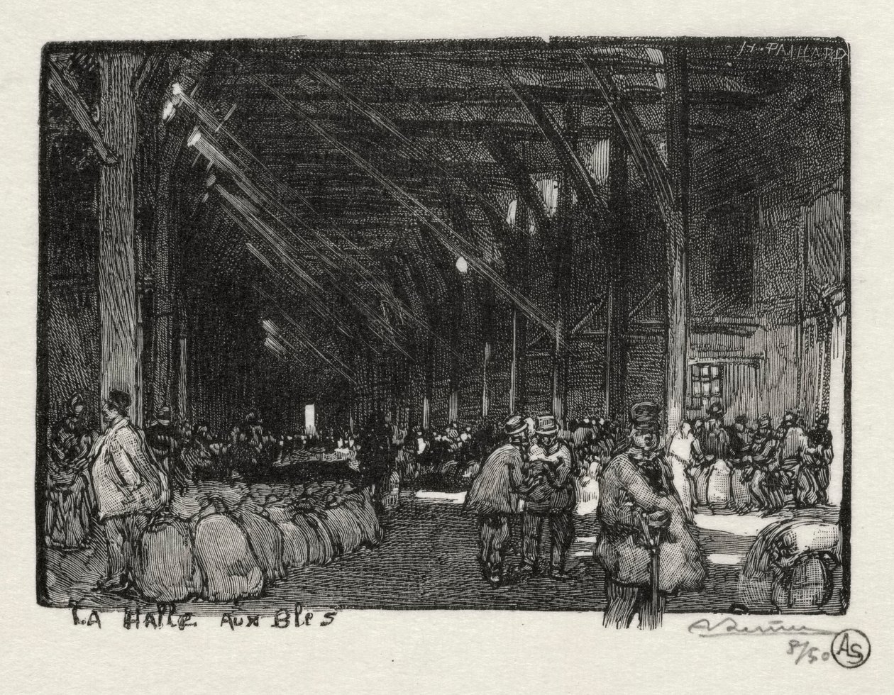 Illustrert Rouen: The Halle aux Blès, 1896. av Auguste Louis Lepère