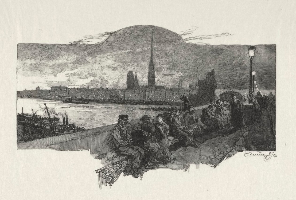 Illustrert Rouen: The Bridge of Stones, 1896. av Auguste Louis Lepère