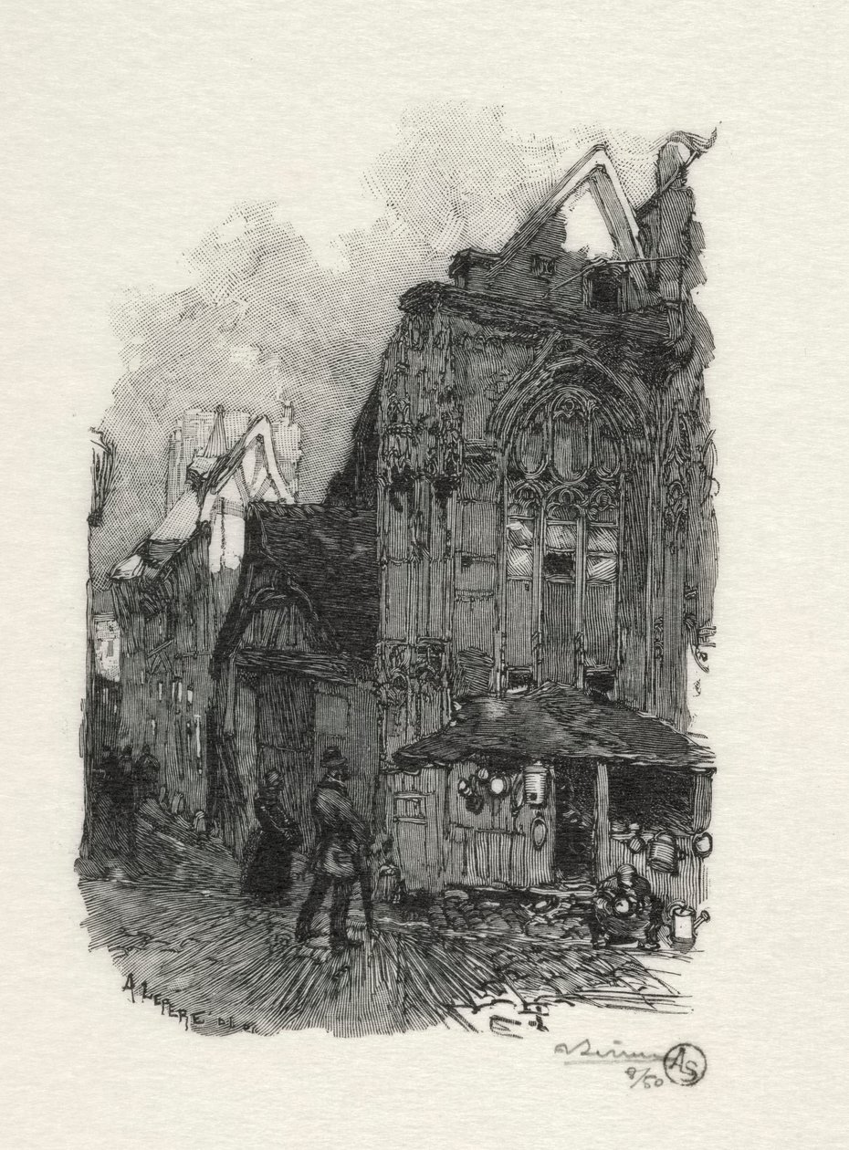 Illustrert Rouen: Saint Etienne of the Coopers av Auguste Louis Lepère