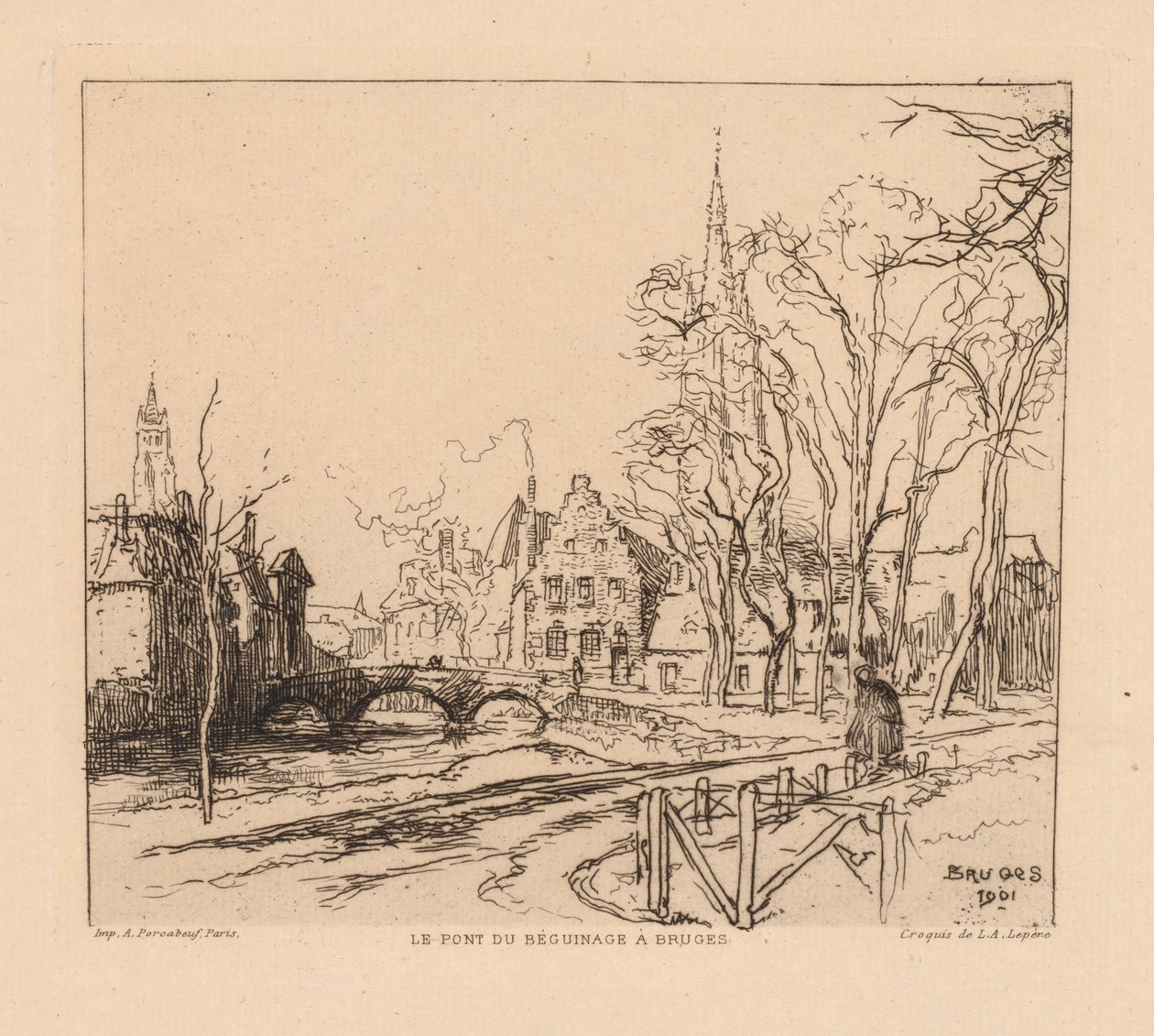 Beguinage Bridge i Brugge Beguinage Bridge i Brugge, 1901. av Auguste Louis Lepère