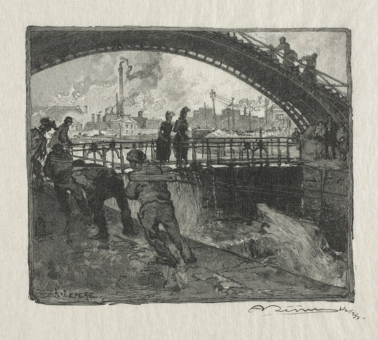 Slusen til St. Martin-kanalen av Auguste Louis Lepère