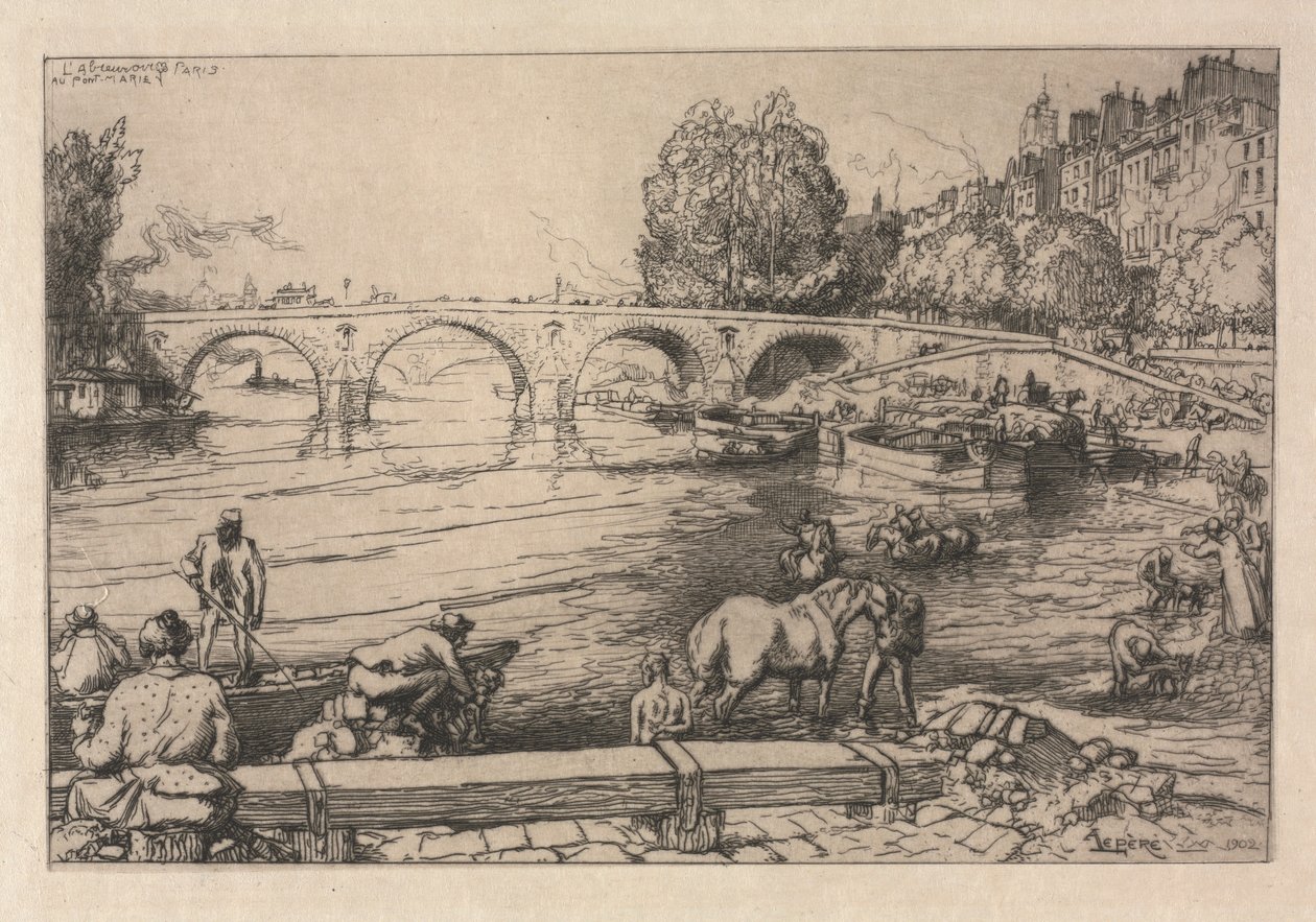 Vanningsplassen ved Marie Bridge, 1902. av Auguste Louis Lepère