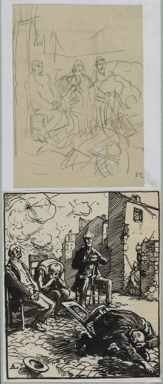 Tre gisler sitter av Auguste Louis Lepère