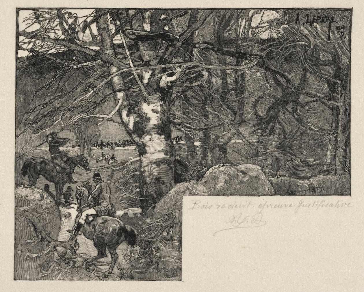 En jakt på Mont Gérard. av Auguste Louis Lepère