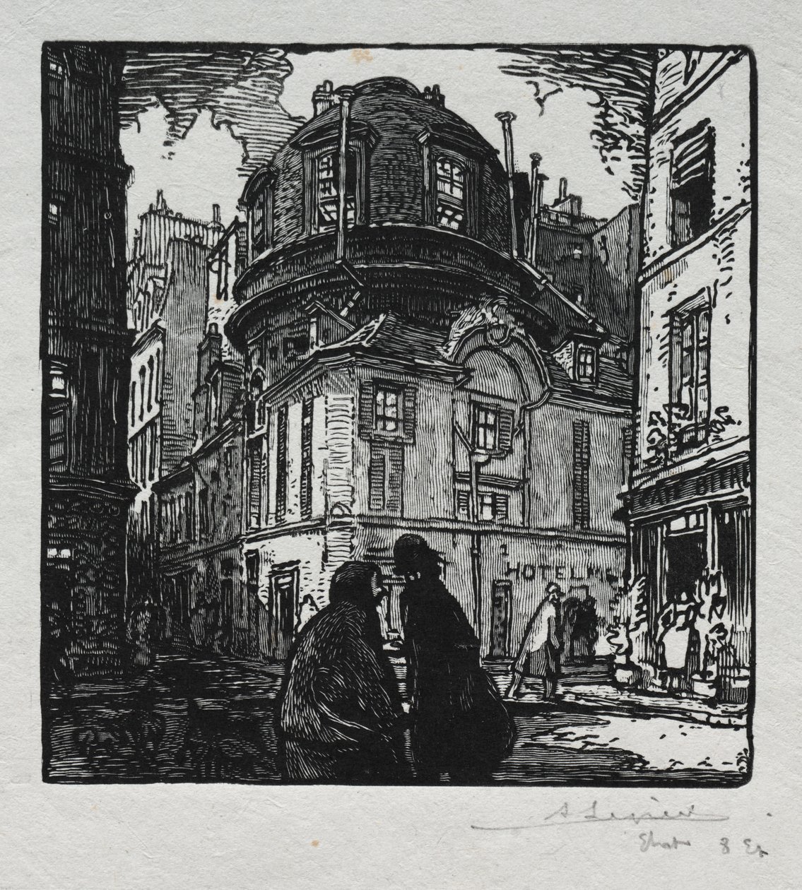 Utsikt over Hotel Colbert av Auguste Louis Lepère
