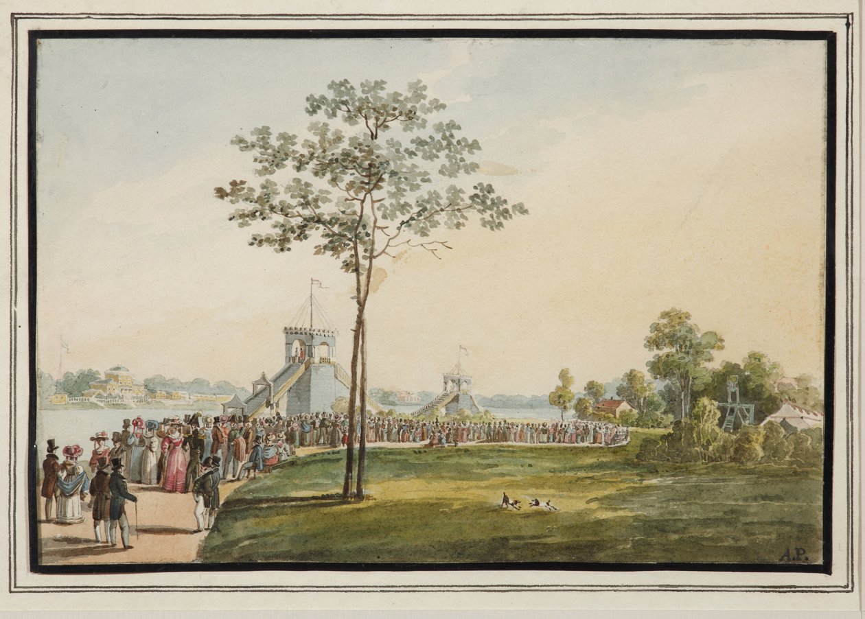 Berg-og-dal-banene på Krestovsky-øya - Auguste Poireau (1780-1844). Akvarell på papir av Auguste Poireau