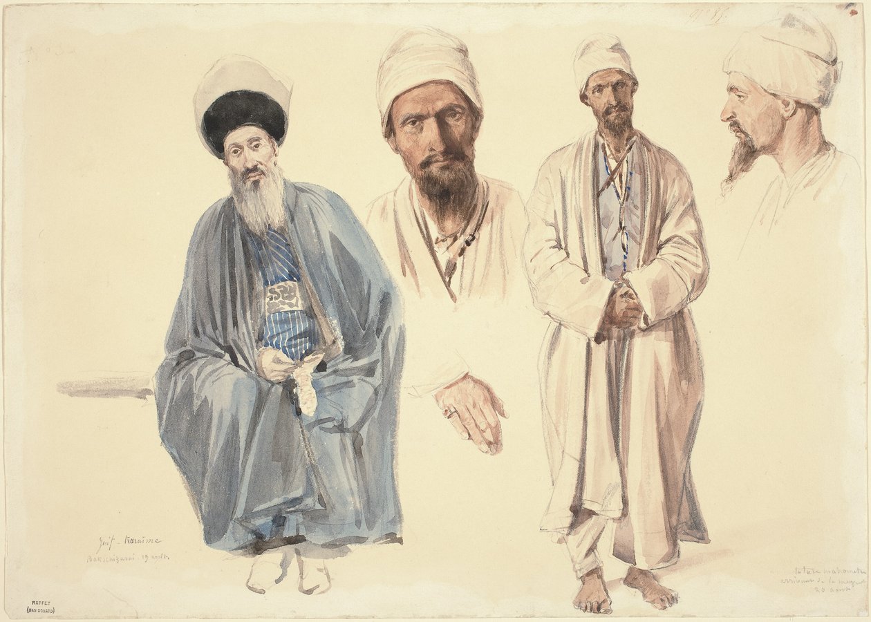 En eldre jøde og en muslimsk tartar på Krim av Auguste Raffet