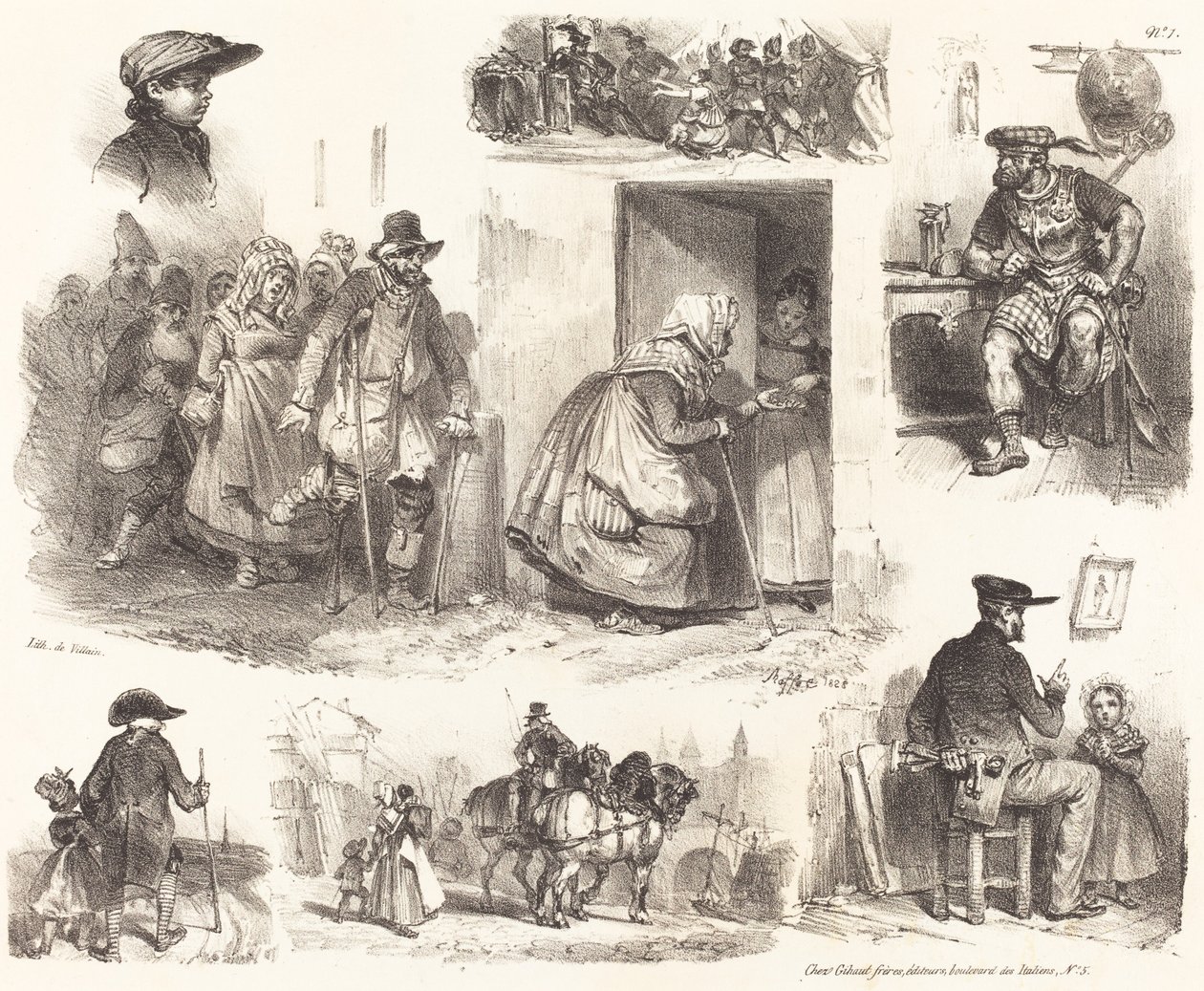 Åtte vignetter av sjangerhendelser av Auguste Raffet