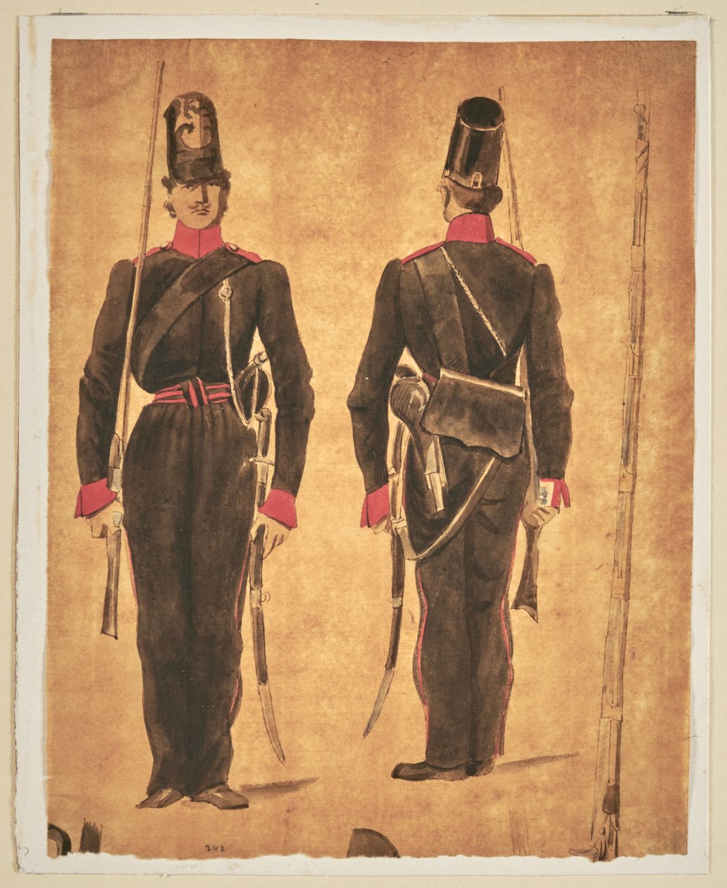 Studie av militæruniform: artilleri av Auguste Raffet