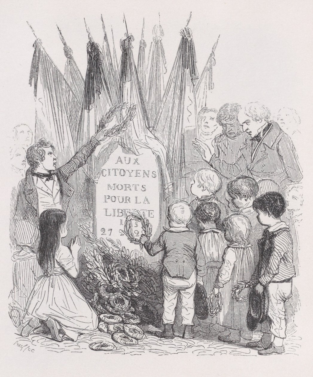The Tombs of July fra The Complete Works of Béranger, 1836. av Auguste Raffet