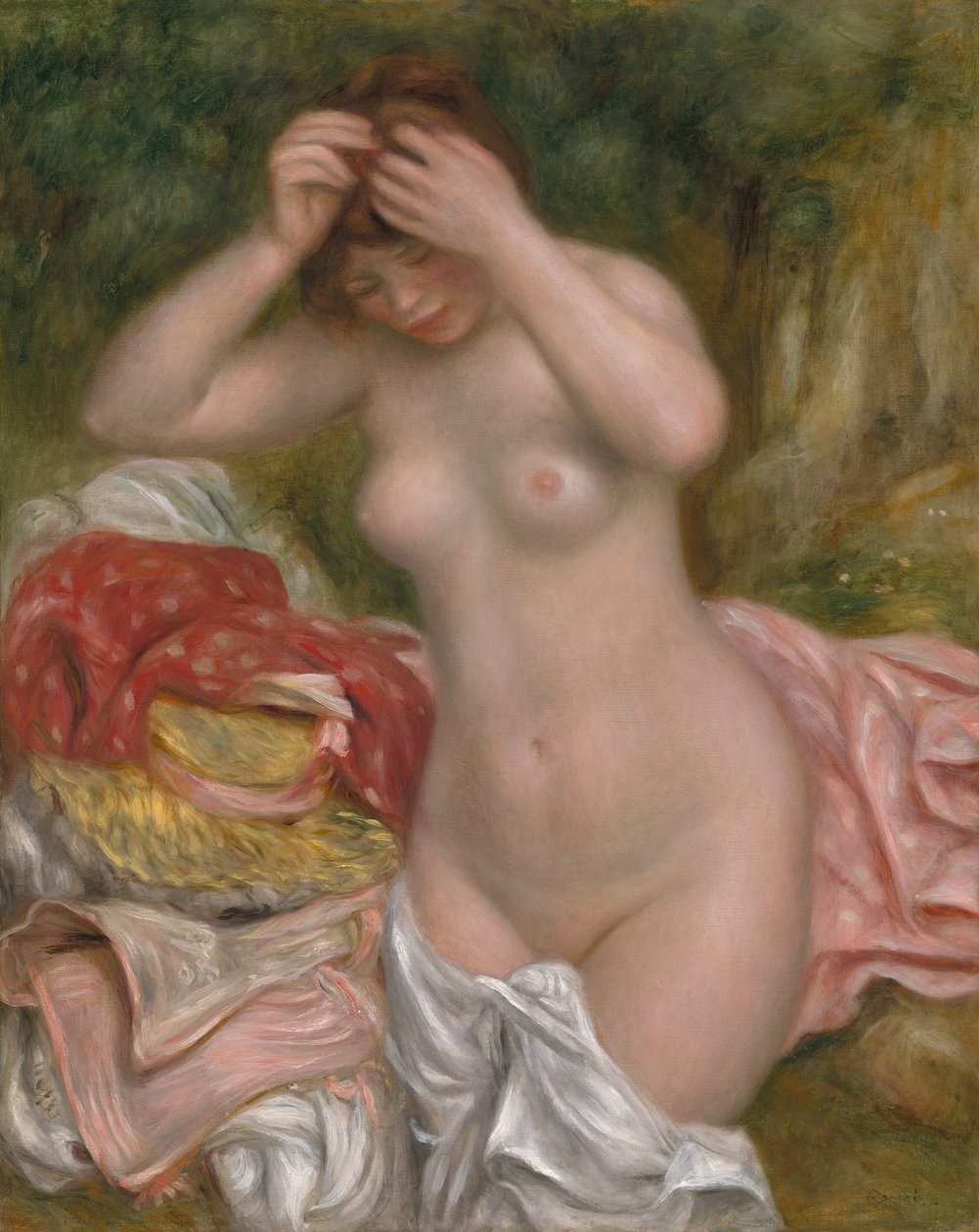 Bader som ordner håret av Auguste Renoir