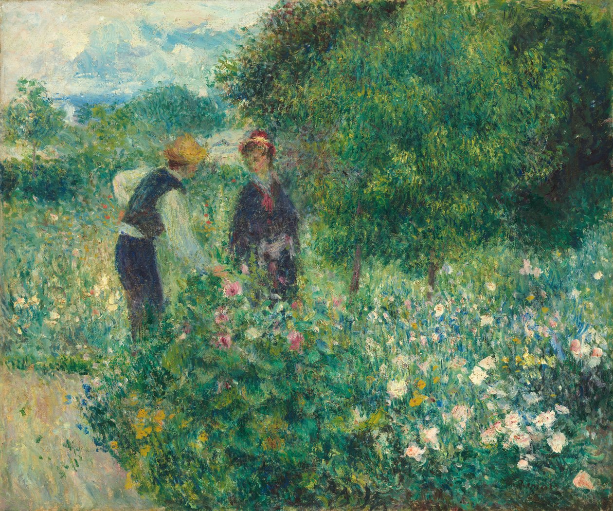 Plukke blomster av Auguste Renoir