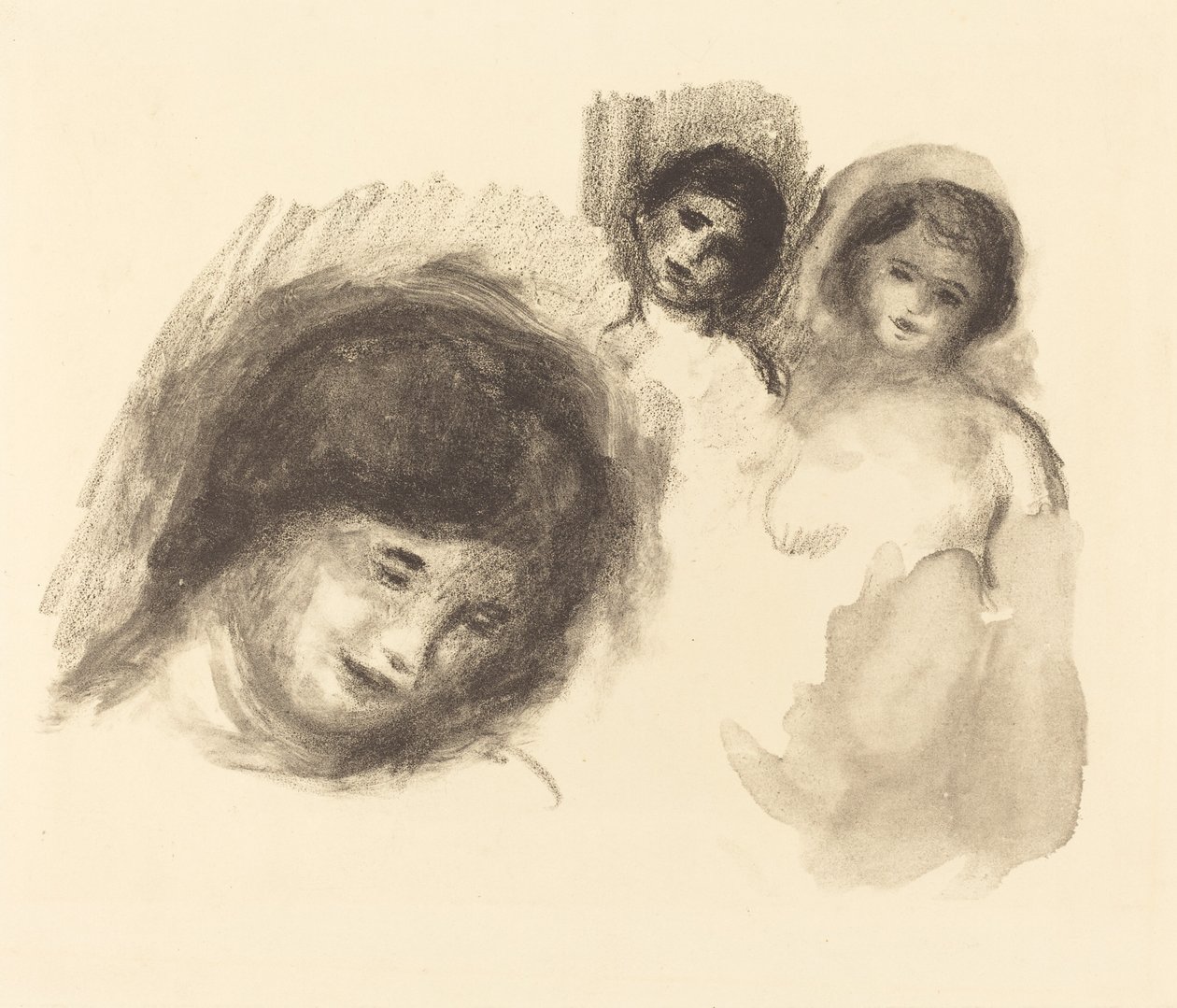 Stein med tre skisser av Auguste Renoir
