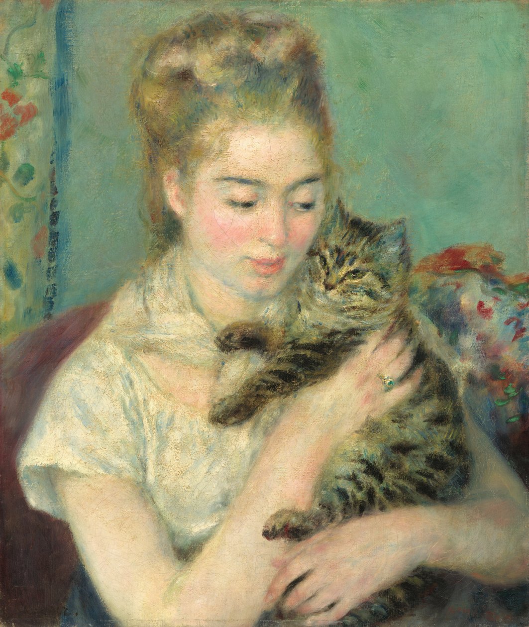 Kvinne med en katt av Auguste Renoir