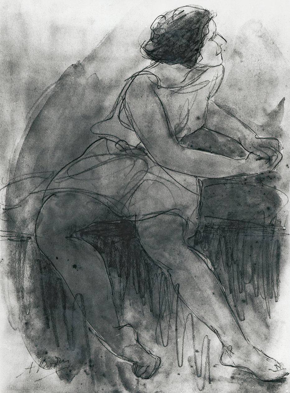 Isadora Duncan (1878-1927) (blyant og vask på papir) av Auguste Rodin