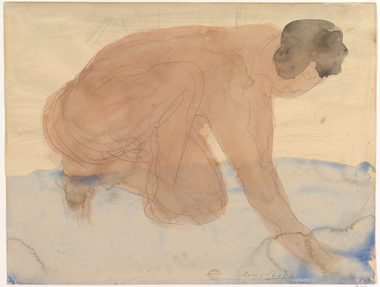 Nakenfigur på hender og knær (bøddel) av Auguste Rodin