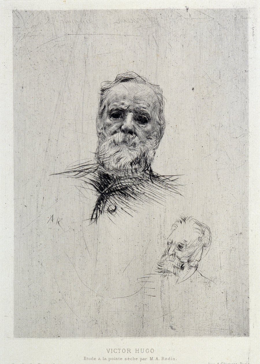 Portrett av Victor Hugo (1802-1885), illustrasjon fra The Gazettes de beaux Arts av Auguste Rodin