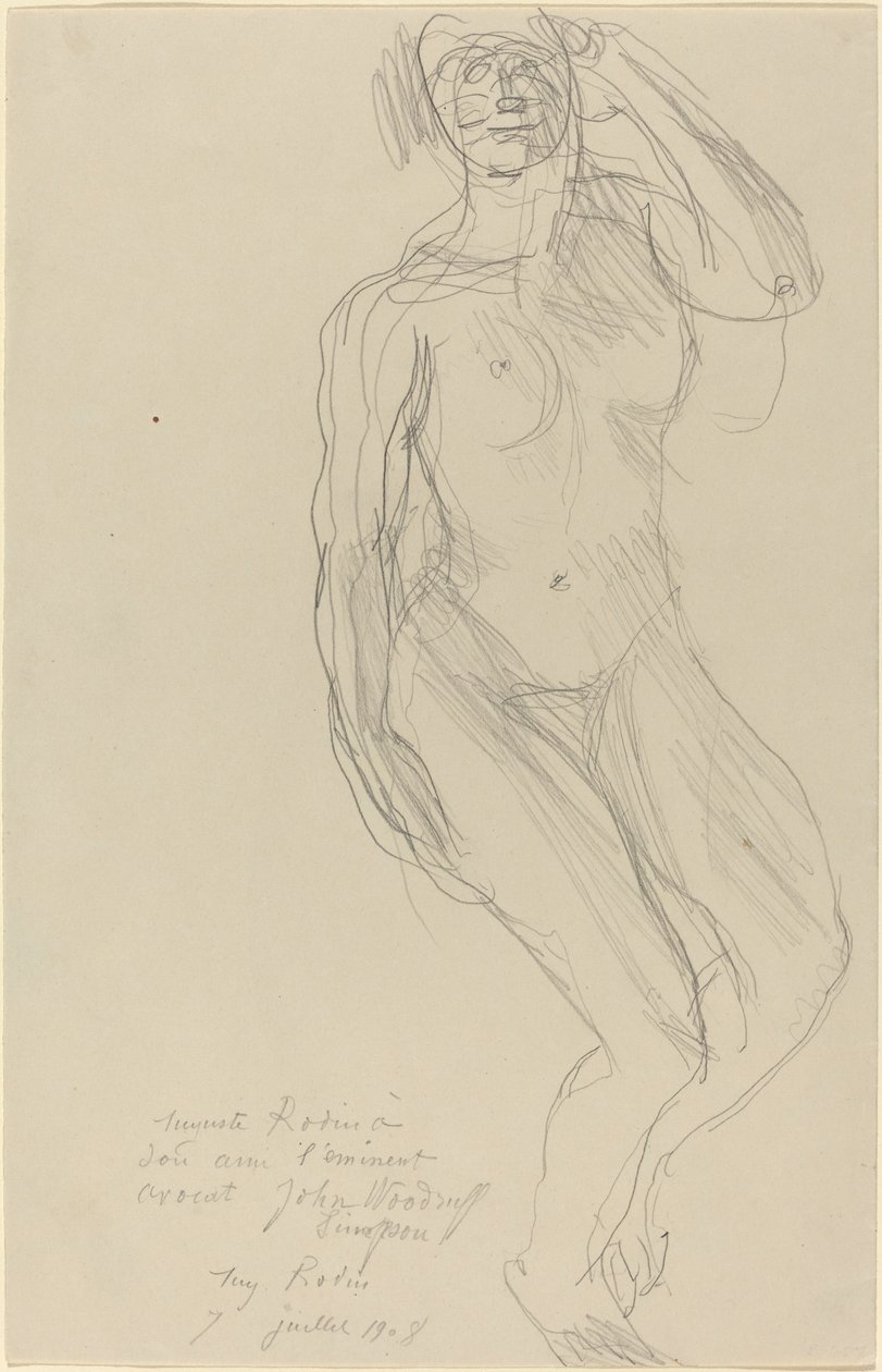 Sittende kvinne naken ser fremover av Auguste Rodin