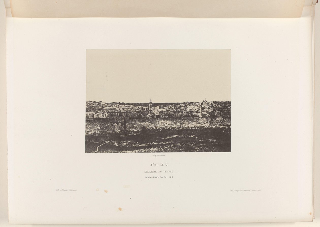 Oversikt over Jeruzalem, med de ommuring av tempelet Jerusalem. Tempel innhegning. Generell visning av østsiden (tittel på objekt) av Auguste Salzmann