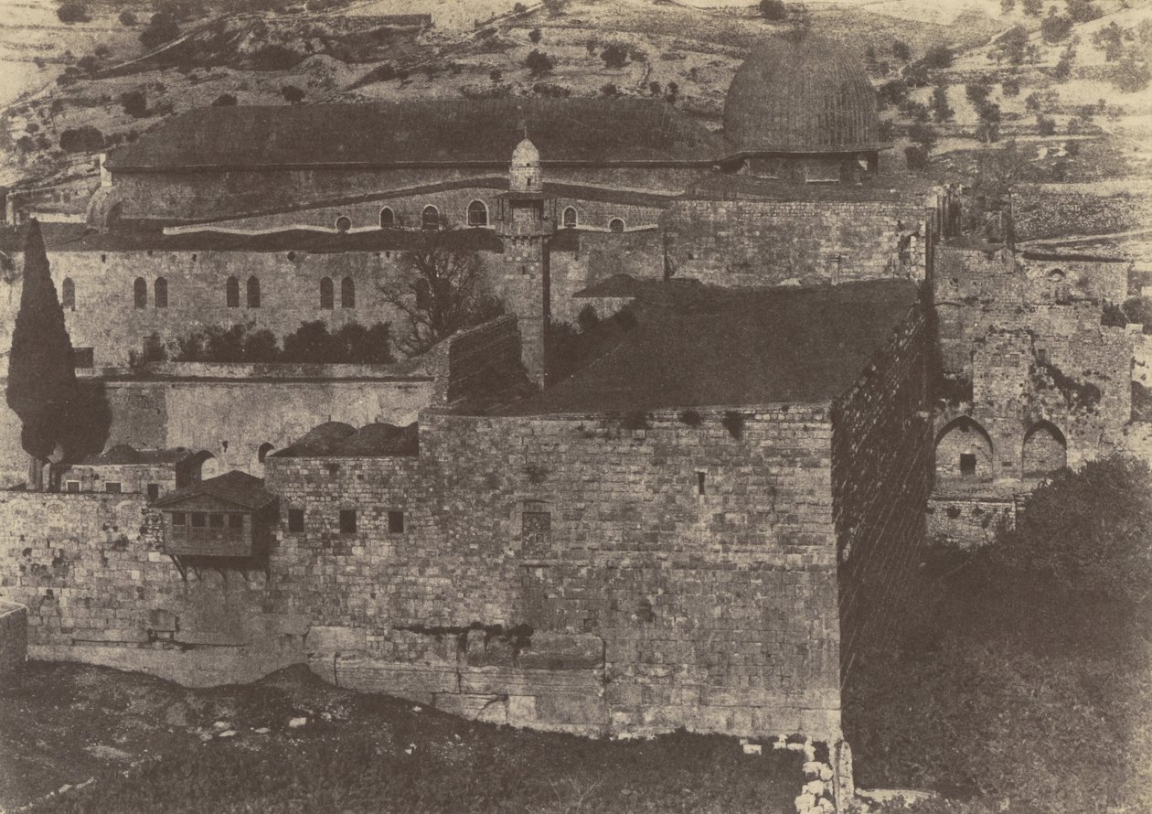 Jerusalem. Innhegning av tempelet. El-Aksa-moskeen, sørvestre hjørne av Auguste Salzmann