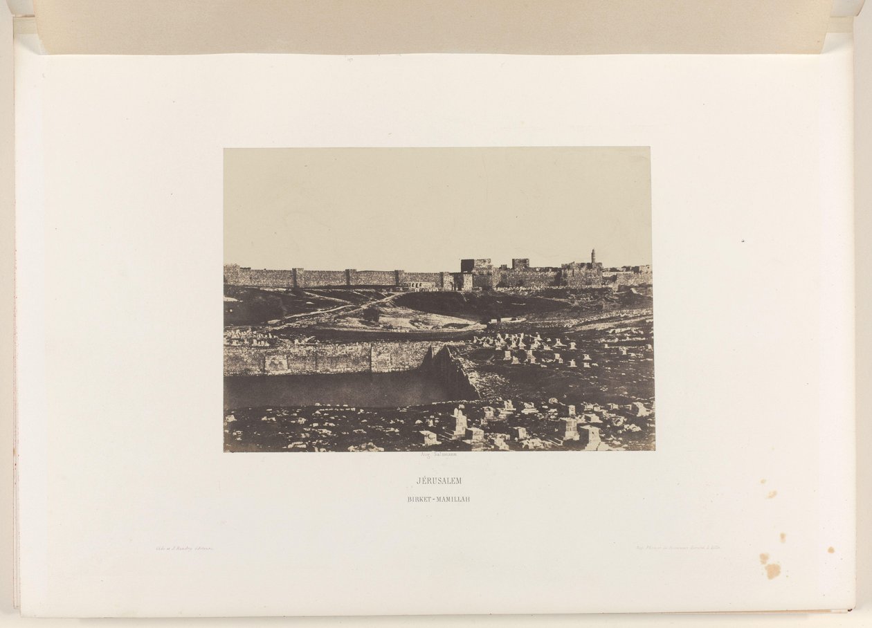 Mamilla-bassenget utenfor Jerusalems gamle bymur Jerusalem. Birket-Mamillah (tittel på objekt) av Auguste Salzmann