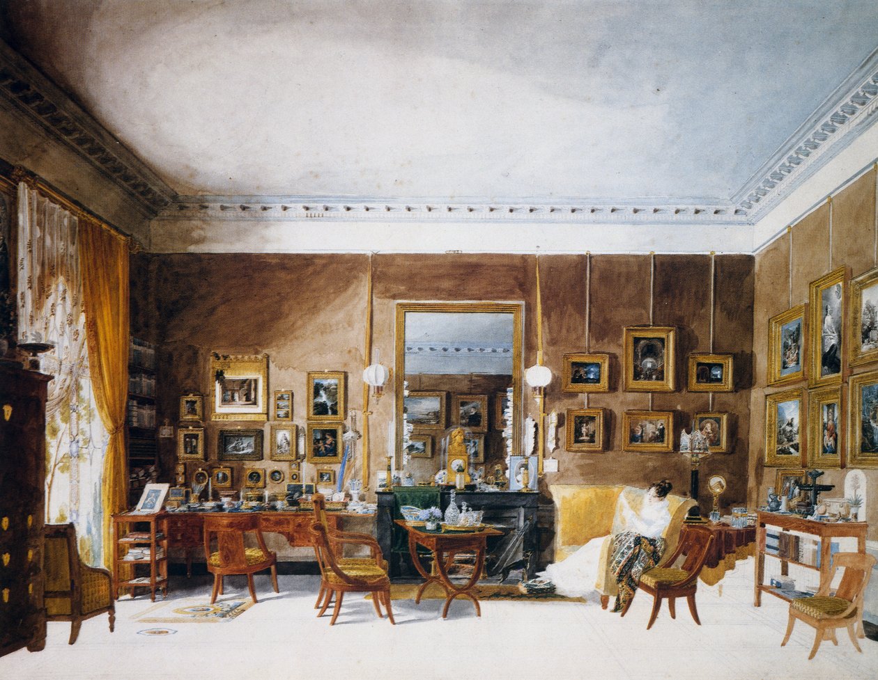Stue til hertuginne av Berry på Tuileries, akvarell av Garnerey Auguste (1785-1824), Frankrike av Auguste Simon Garneray