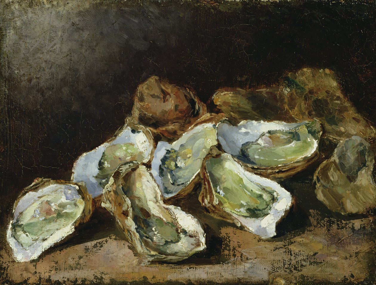 Stilleben med østers (olje på lerret) av Auguste Theodule Ribot