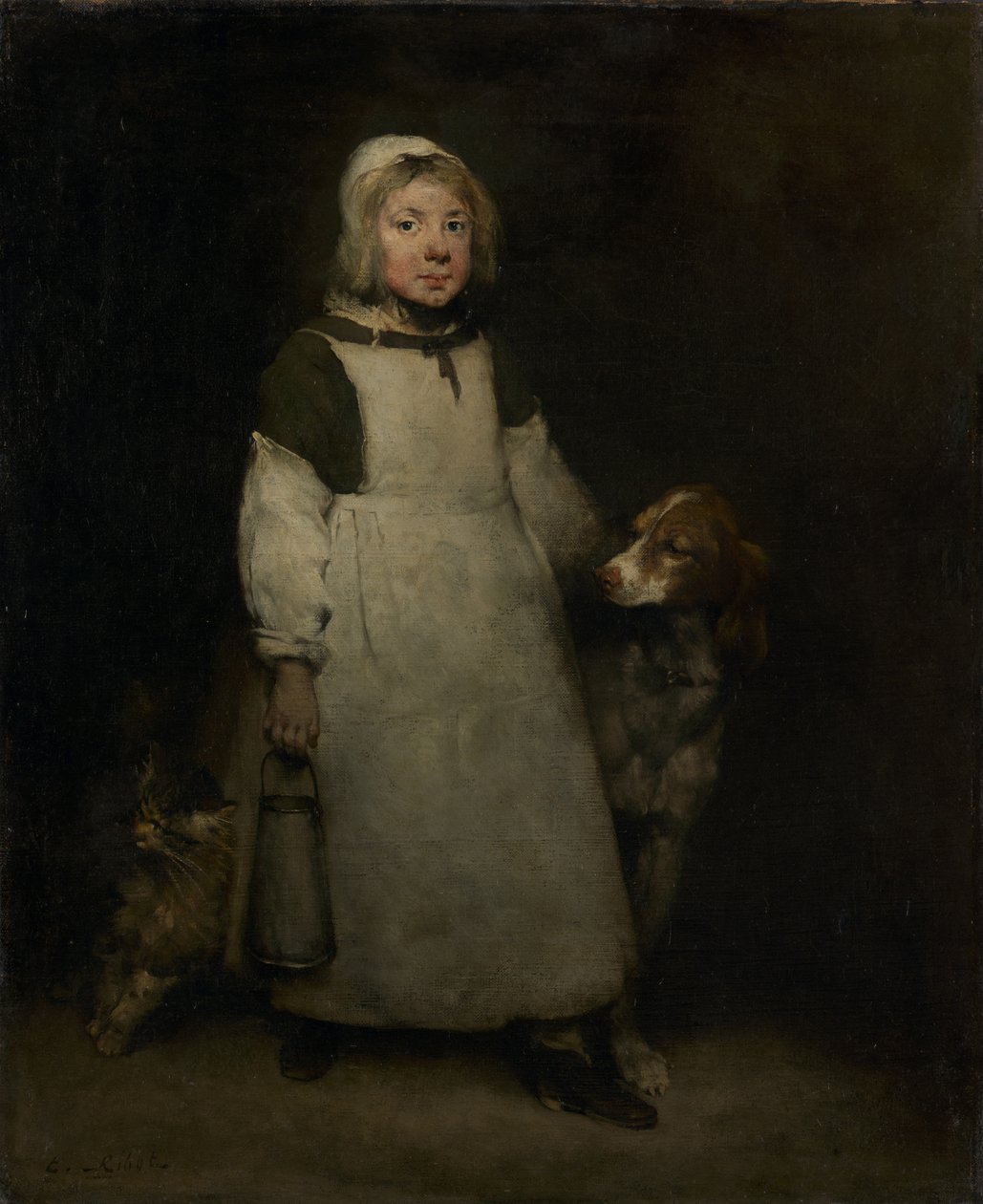 Den lille melkepiken, ca. 1865 av Auguste Theodule Ribot