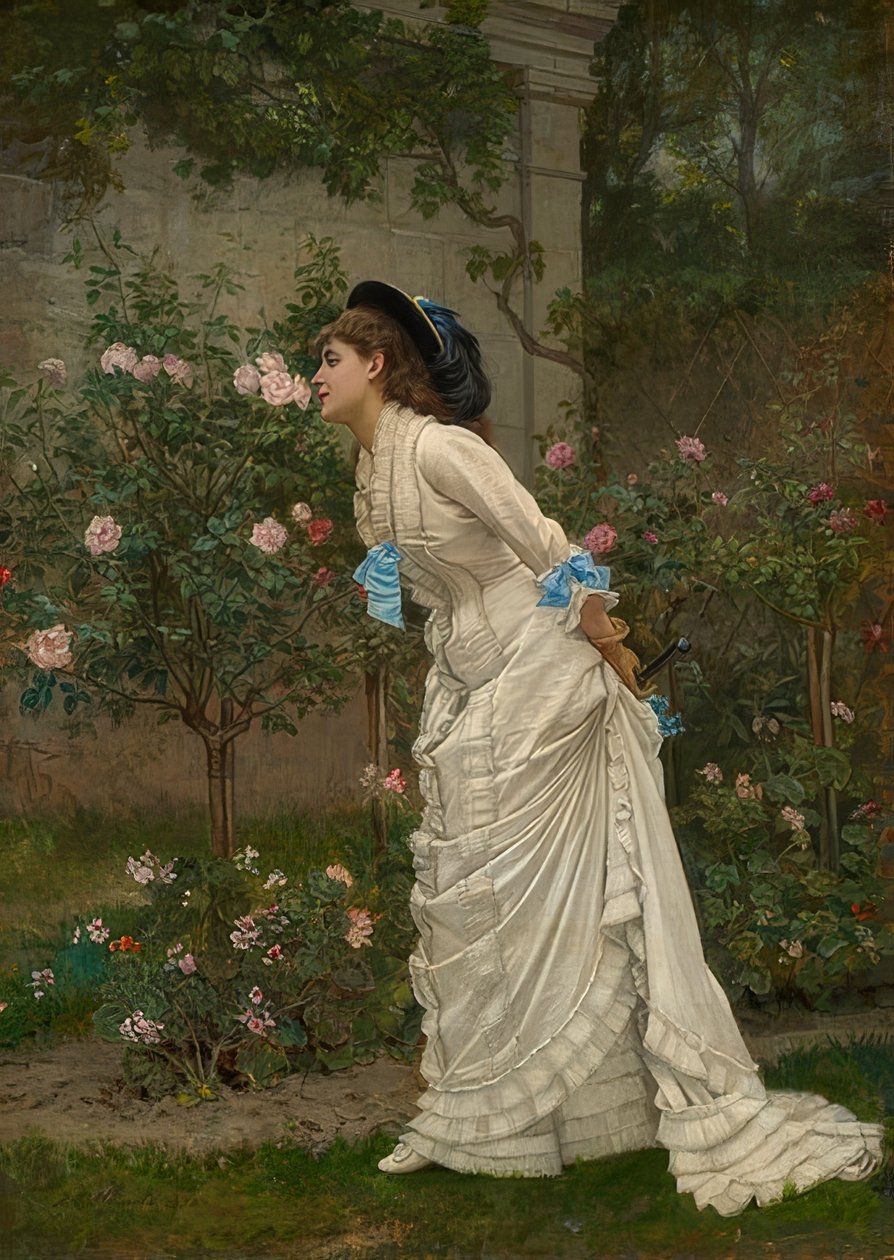 Dame lukter roser. 1879 av Auguste Toulmouche