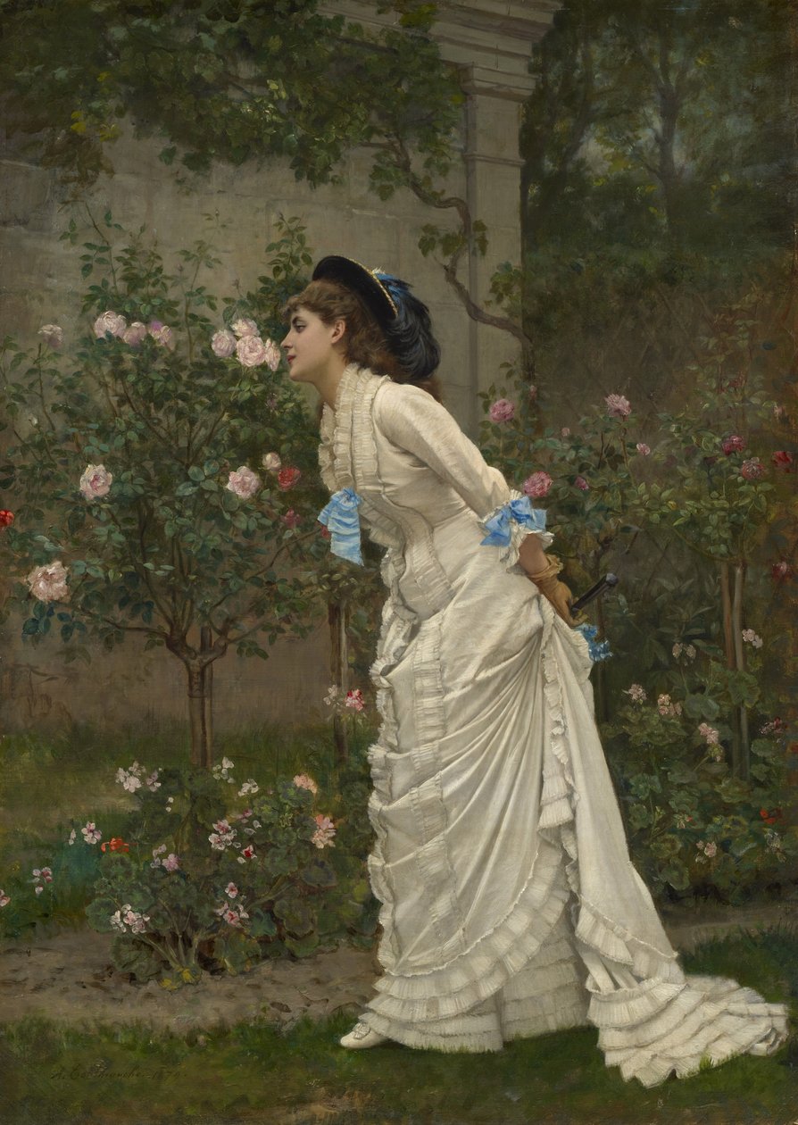 Kvinne og roser, 1879 av Auguste Toulmouche