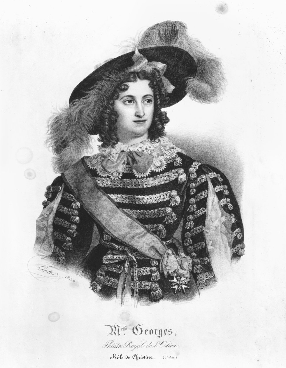 Mademoiselle George i rollen som dronning Christina av Sverige fra 
