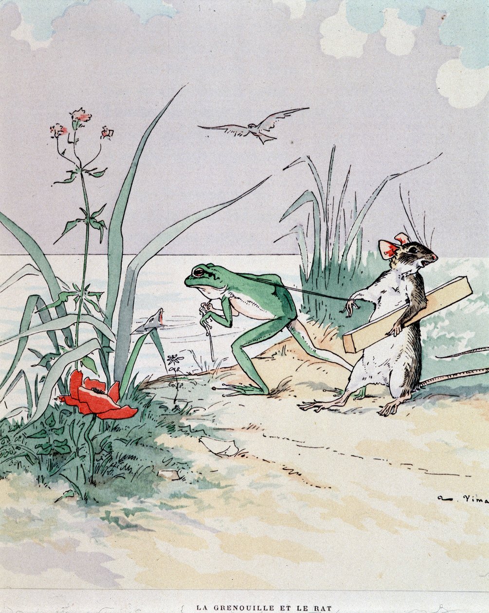 Frosken og rataen - i "" Fables de La Fontaine"", ill. av Auguste Vimar (1851-1916), Tours, hos A, Mame & Son av Auguste Vimar