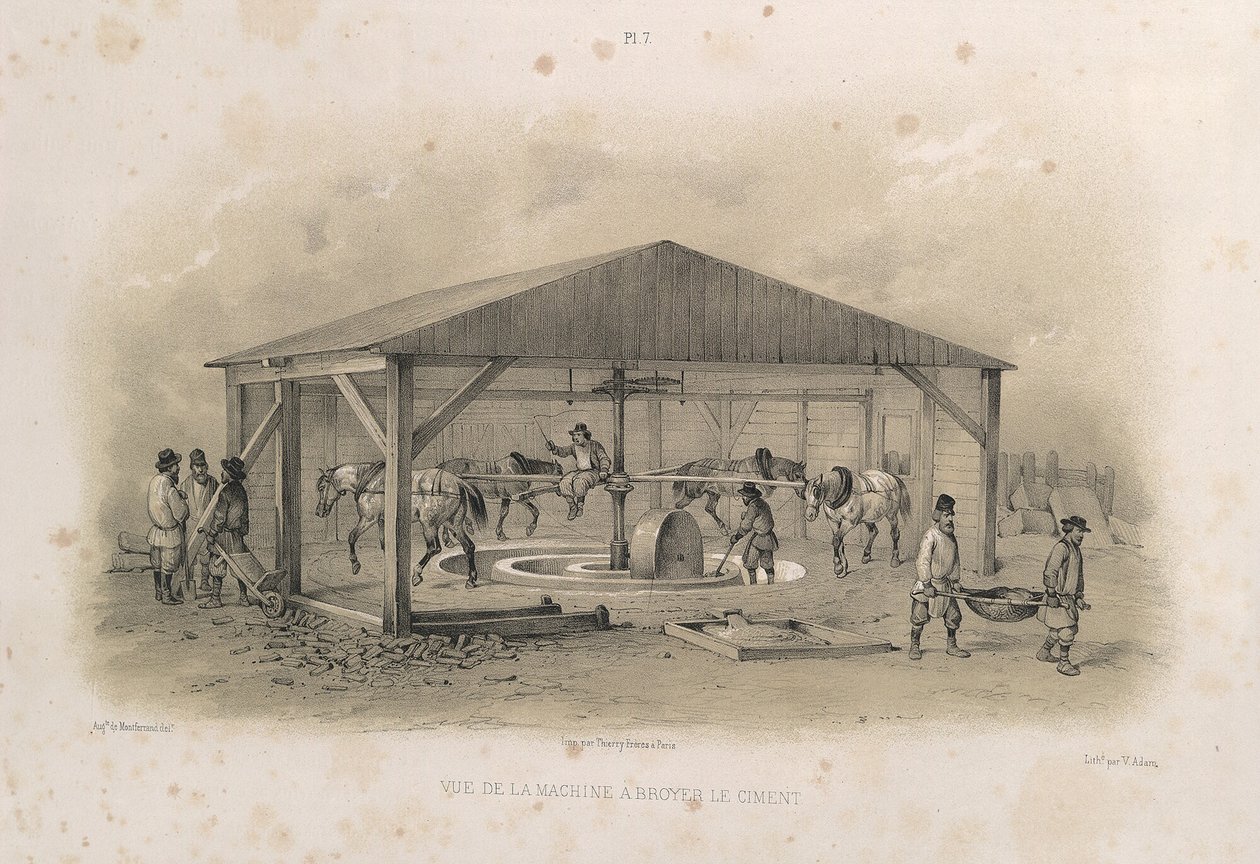 Sementproduksjon fra: The Construction of the Saint Isaacs Cathedral, 1845 av Auguste de Montferrand