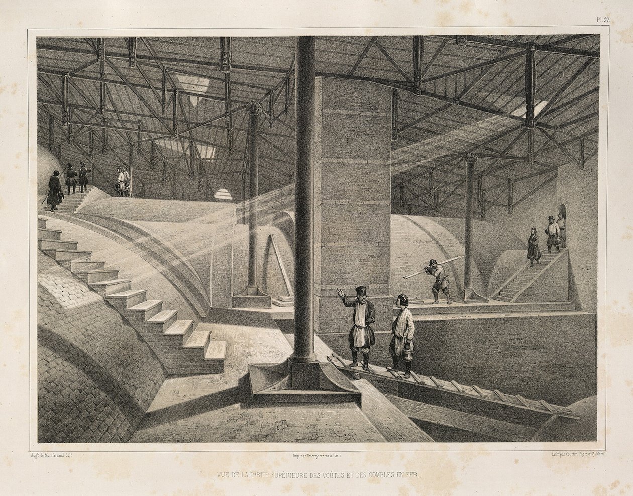 En del av buen og et metalltak Fra: The Construction of the Saint Isaacs Cathedral, 1845 av Auguste de Montferrand
